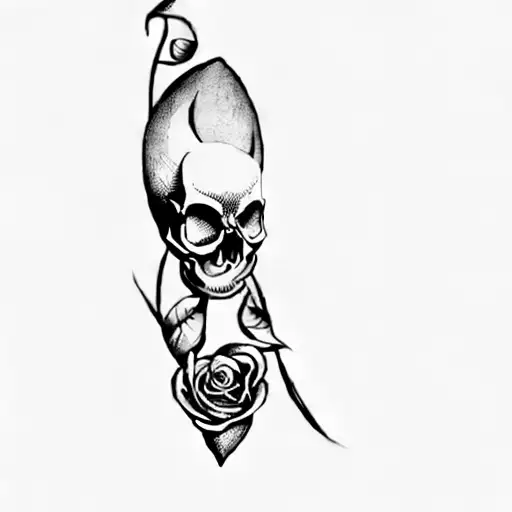 A Tattoo Of A Skull And Roses