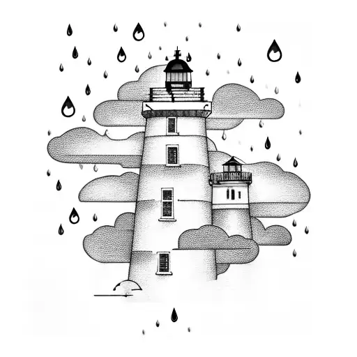 Lighthouse With Rain And Clouds