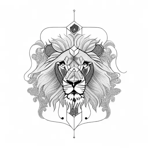 Lion Realism Geometric Leg Sleeve