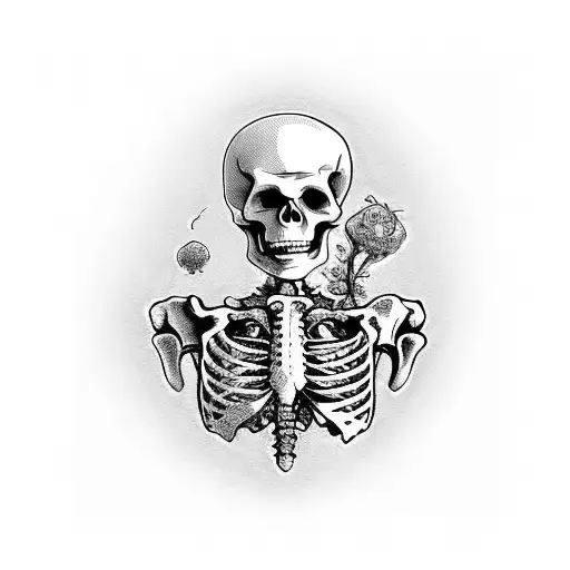 Skeleton With Alive Woman