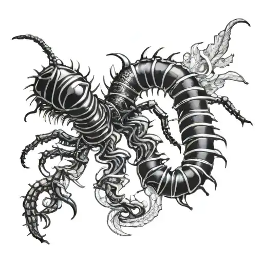 Horror Scolopendra In Black And White