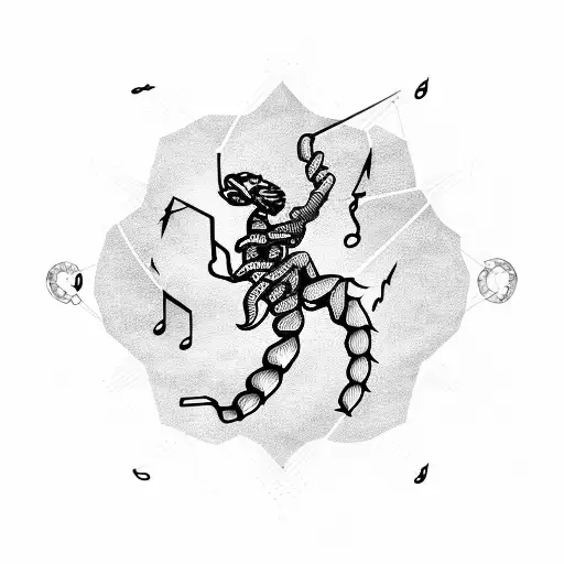 Scorpio Constellation Intertwined With A Musical Staff And Notes