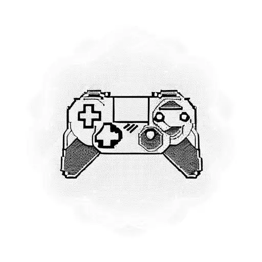 A Pixelated Video Game Controller Intertwined With A Police Badge