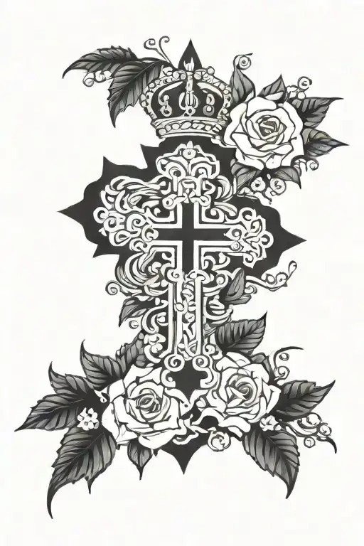 Catholic Cross Flowers Crown