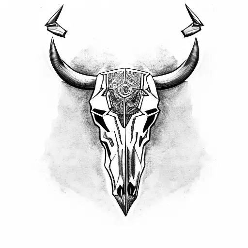 Bull Skull With Mjolnir