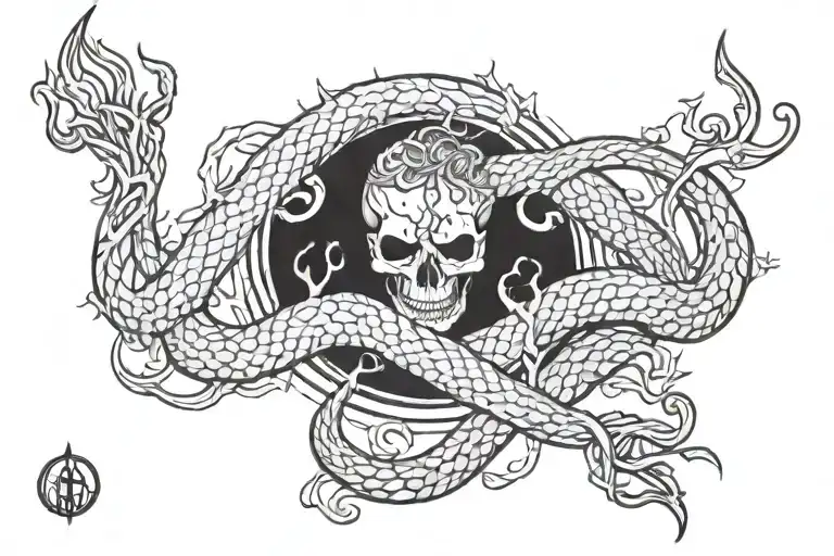 Trident With Roots And Snake