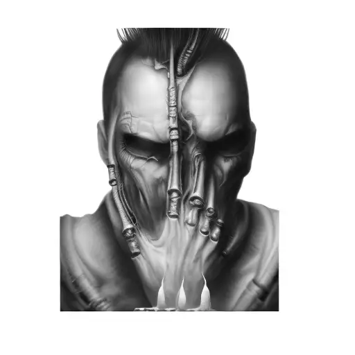 Dark Biomech Coils And Many Small Skulls Forming Around The Uploaded Photo To Fill All The Space