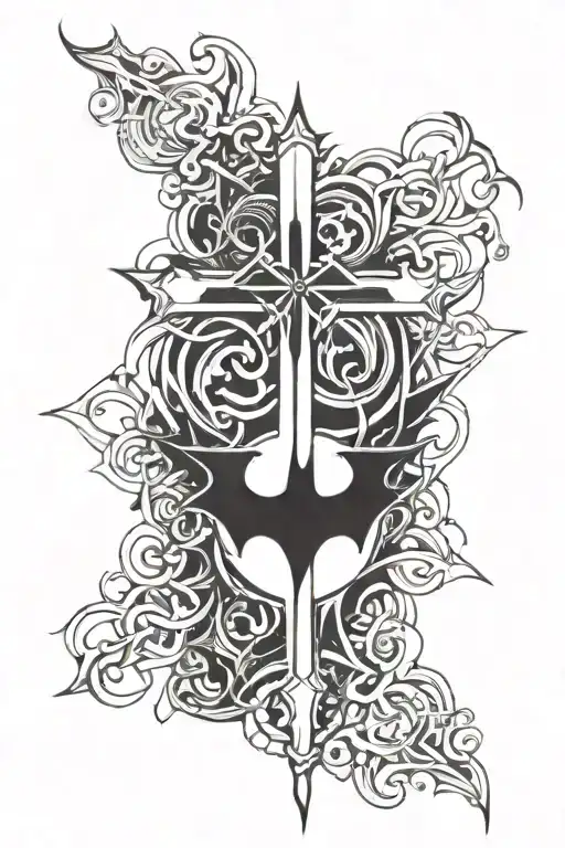 Batman Symbol And Cross Intertwined