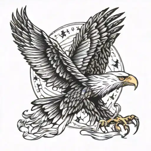 Eagle With The American Flag