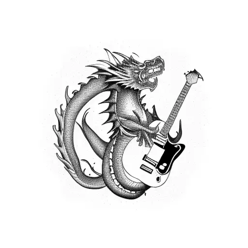 A Fat Dragon Playing An Electric Guitar