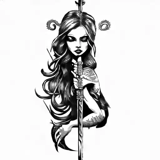 Mermaid Holding A Spear