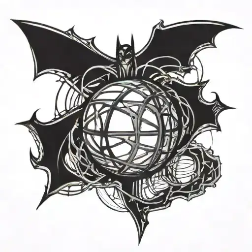 Batman Symbol And Cross Intertwined With A Basketball