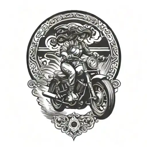 Woman Riding Motorcycle Speeding Along