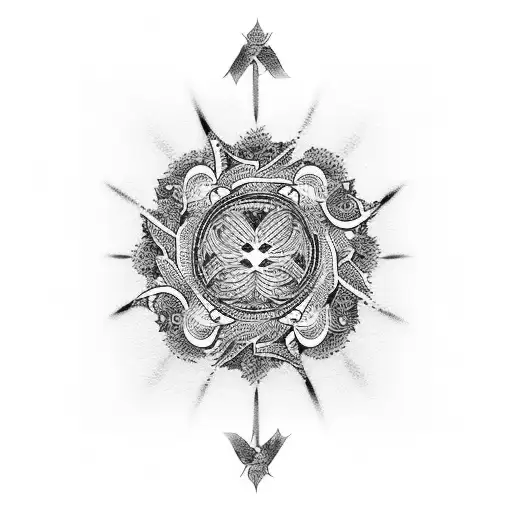 Japanese Tattoo Black On White Patterned