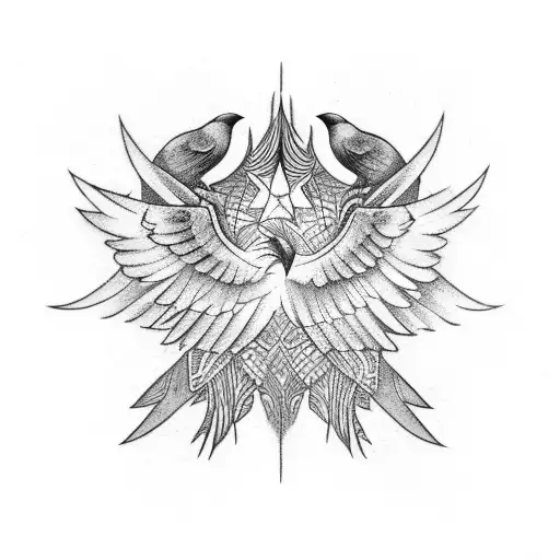 Crow Wings Open And A Couple Sharp 4 Sided Stars