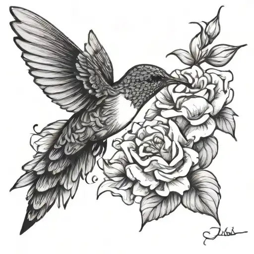 Hummingbird And Rosery