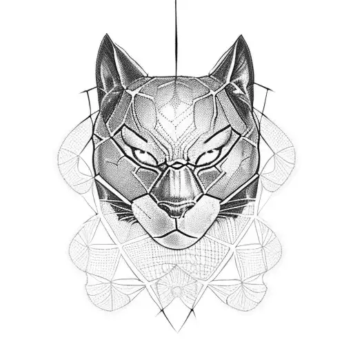 A Black Panther With Intricate Spiderweb Patterns Surrounding Intricate Spider Web Behind And Around