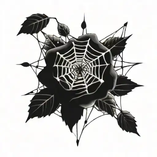 Jerry Like The Name Carved Into A Spiderweb With A Web String Coming Down Connected With Rose Pedals