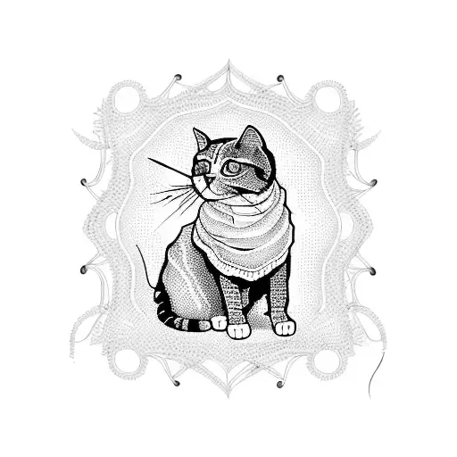 Incorporate A Crochet Hook And Yarn Into A Design With A Cat Silhouette