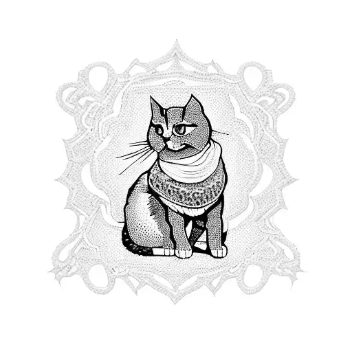 Incorporate A Crochet Hook And Yarn Into A Design With A Cat Silhouette