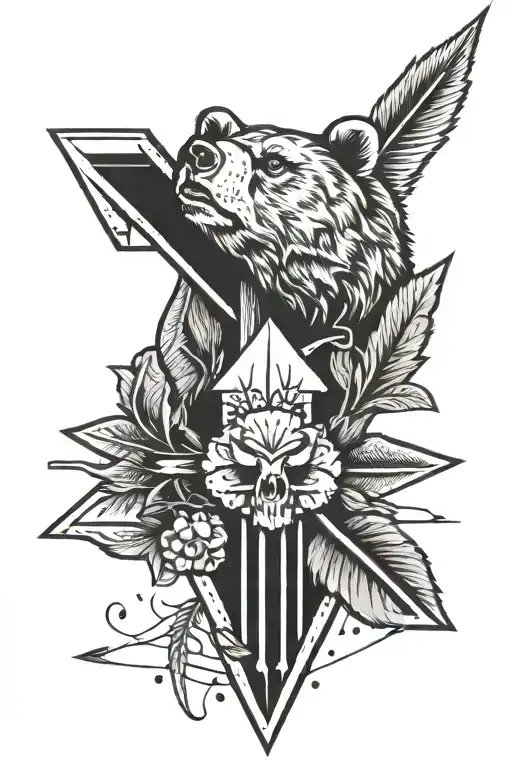 Traditional Arrow With Bear Claw Marks Across The Arrow