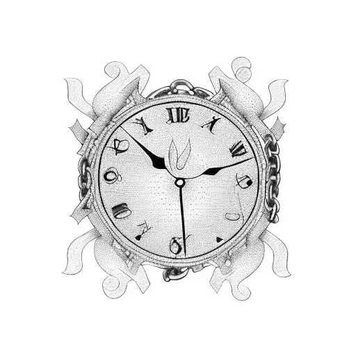 A Clock Strangled By A Chain And Broken