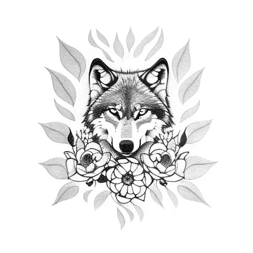 Wolf Body Surrounded By Flowers