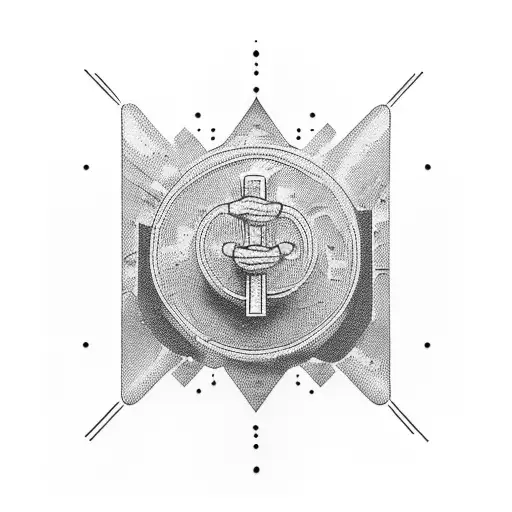 An Abstract Representation Of A Weightlifting Scene With A Subtle Religious Element