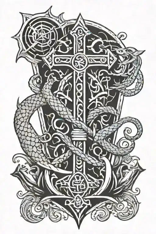 Thors Hammer And Mermaid Surrounded