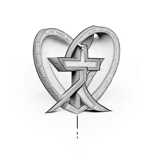 Yhwh In Letters With A 3D Cross And Heart Incorporatet
