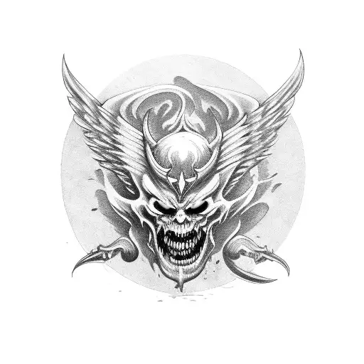 Demon With Wings And Tail With Smile