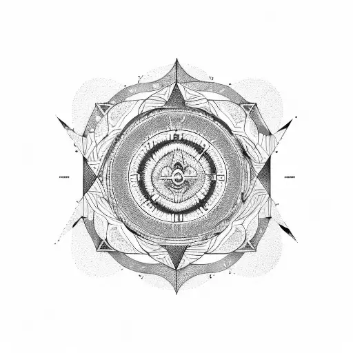 A Geometric Mandala Design Incorporating Elements Of Astronomy And Space Exploration