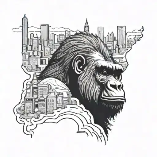 Gorilla Peaceful City Skyline