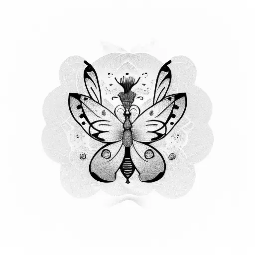 A Stylized Representation Of A Zen Symbol With Subtle Plant And Butterfly Elements