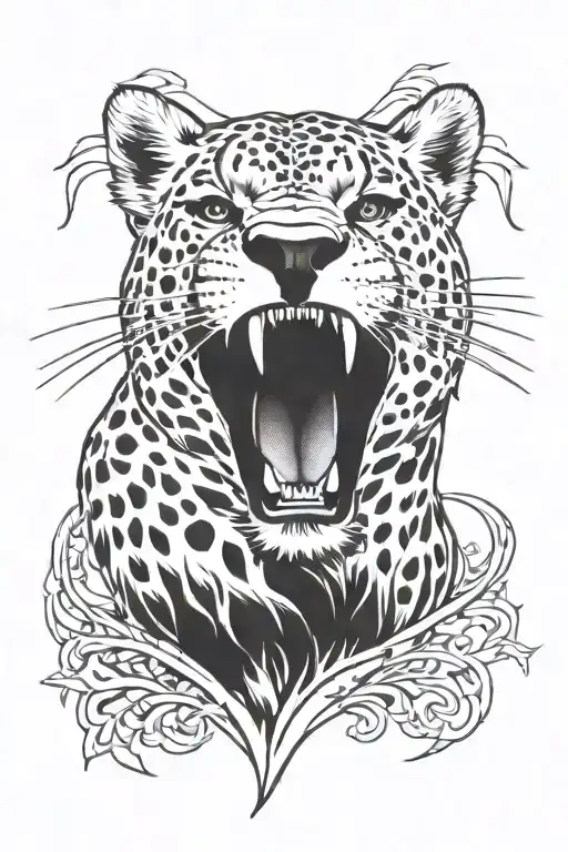 Cross With A Cheetah Roaring Lion