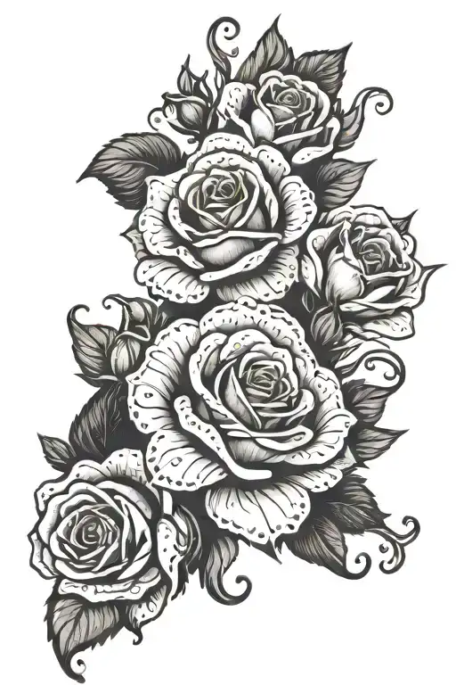 Wicked Evil Filigree Female Tatoo Pattern Flowers Roses