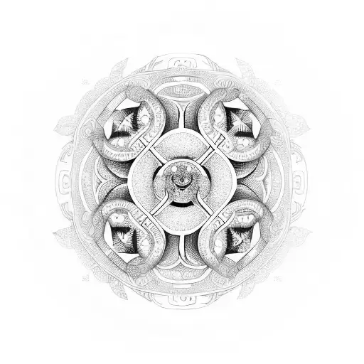 Combine Tribal Patterns With A Yin Yang Symbol In A Unique And Intricate Design