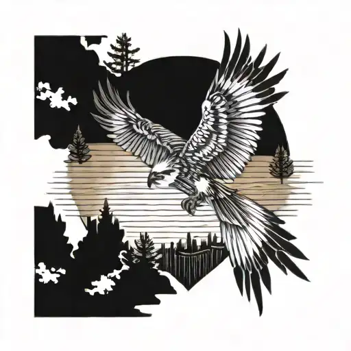 Osprey With Lake And Sun Rays