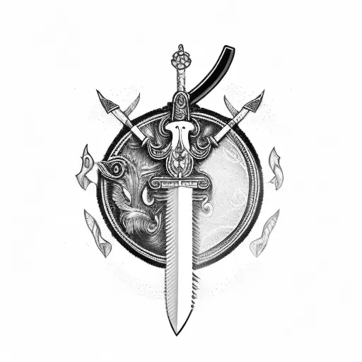 Sword In Back Shoulder With Red Blood