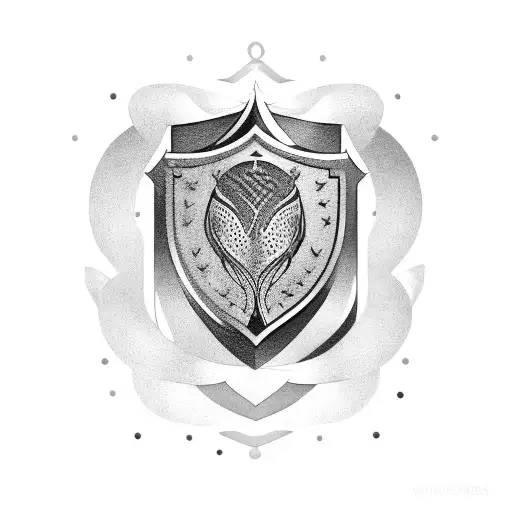 Shield With Gemini And Fish In The Middle