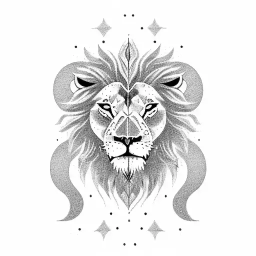 A Lion And A Moon Intertwined To Symbolize Strength And Peace