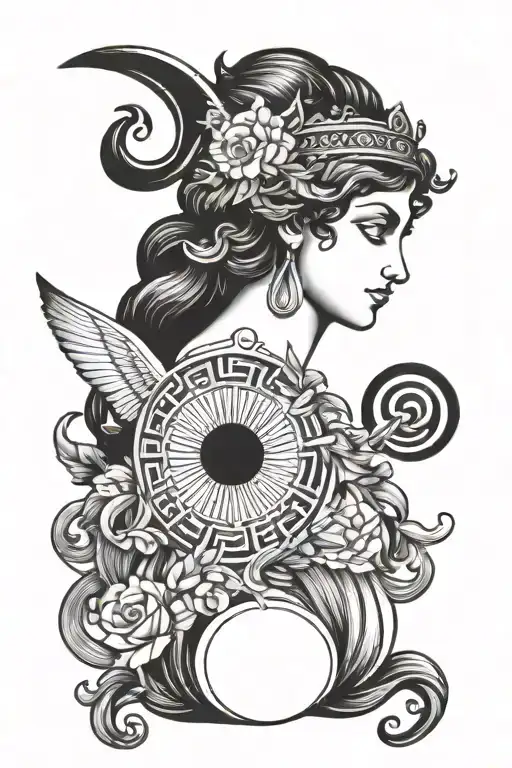 Greek Goddess Psyche Symbol Tattoo Design Featuring