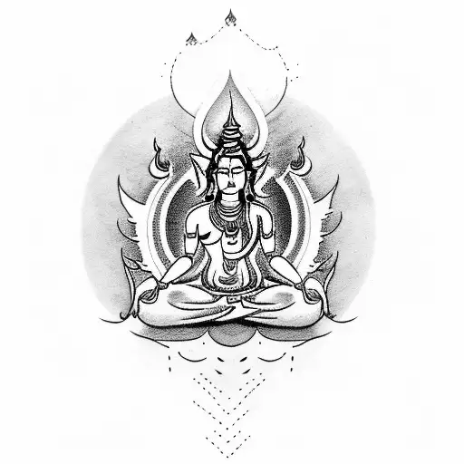 Create A Tattoo Of Lord Shiva Meditating Under A Waterfall