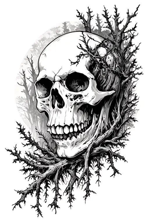 Skull Gloomy Horor In The Forest