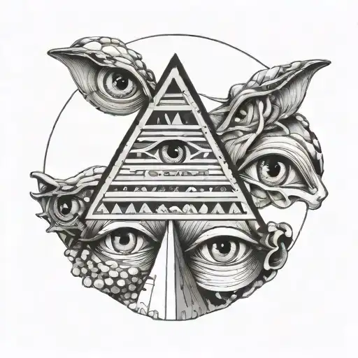 Three Eyes Stacked Like A Pyramid Outlined By Black Tentacles