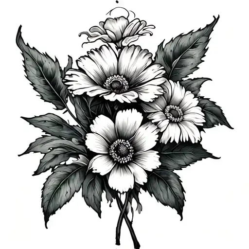 Shoulder Tattoo With 3 Octobers Birth Flower And One Of Aprils Birth Flower