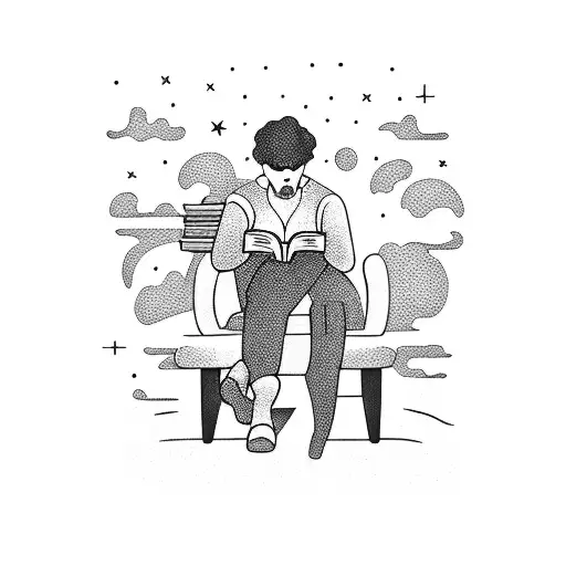 A Silhouette Of A Person Reading A Book Under A Starry Night Sky