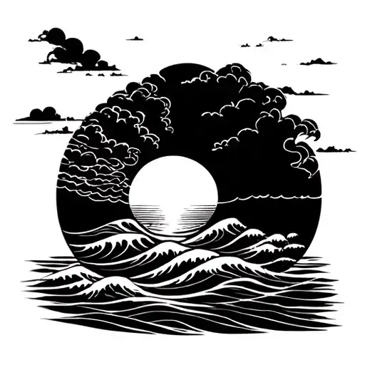 Sunset With Ocean Waves