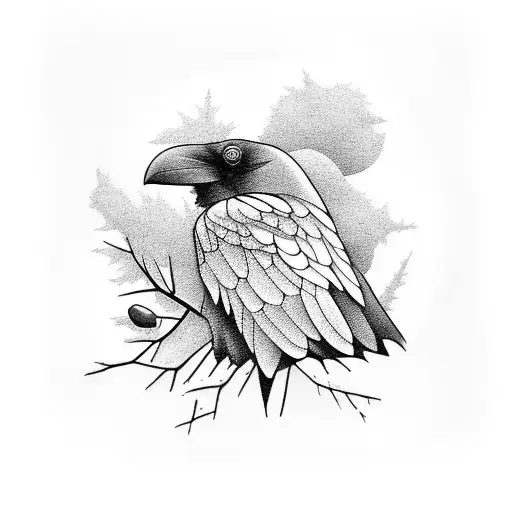 Raven In Dark Branches