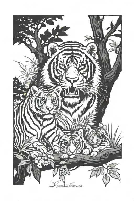 Chimp And Tiger In Nature Scene